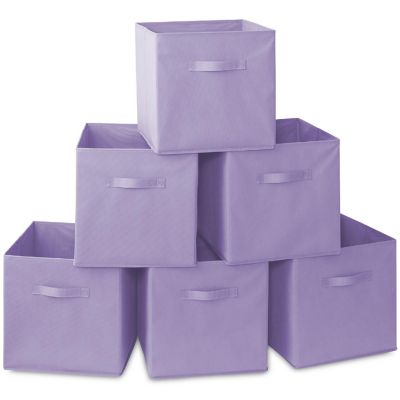 Casafield 6 Collapsible 13" Fabric Cubby Cube Storage Bin Baskets for Shelves - Lavender Image 1