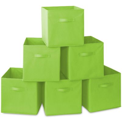 Casafield 6 Collapsible 13" Fabric Cubby Cube Storage Bin Baskets for Shelves - Lime Green Image 1