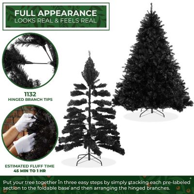 Casafield 7.5FT Black Spruce Realistic Artificial Holiday Christmas Tree with Metal Stand Image 1