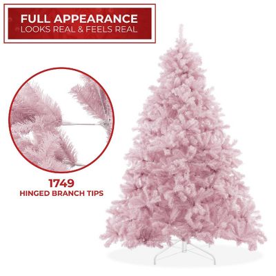 Casafield 7.5FT Pink Spruce Realistic Artificial Holiday Christmas Tree with Metal Stand Image 1