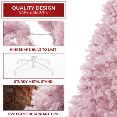 Casafield 7.5FT Pink Spruce Realistic Artificial Holiday Christmas Tree with Metal Stand Image 3