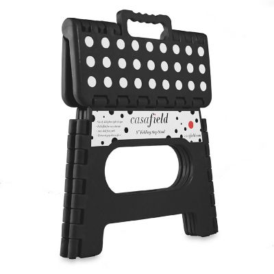 Casafield 9" Collapsible Folding Plastic Kitchen Step Foot Stool with Handle - Black Image 1