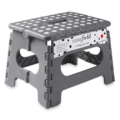 Casafield 9" Collapsible Folding Plastic Kitchen Step Foot Stool with Handle - Gray Image 1