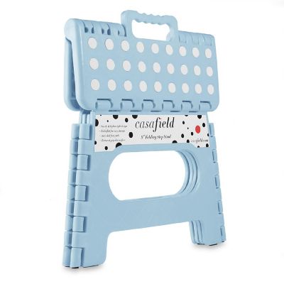 Casafield 9" Collapsible Folding Plastic Kitchen Step Foot Stool with Handle - Light Blue Image 1