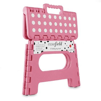 Casafield 9" Collapsible Folding Plastic Kitchen Step Foot Stool with Handle - Light Pink Image 1