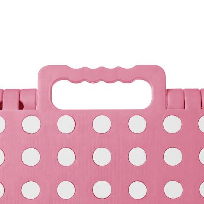 Casafield 9" Collapsible Folding Plastic Kitchen Step Foot Stool with Handle - Light Pink Image 3
