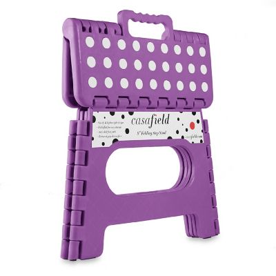 Casafield 9" Collapsible Folding Plastic Kitchen Step Foot Stool with Handle - Purple Image 1