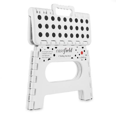 Casafield 9" Collapsible Folding Plastic Kitchen Step Foot Stool with Handle - White Image 1