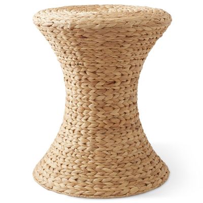 Casafield Hourglass Side Table, Water Hyacinth Wicker Round End Table, Boho Accent Table Image 1