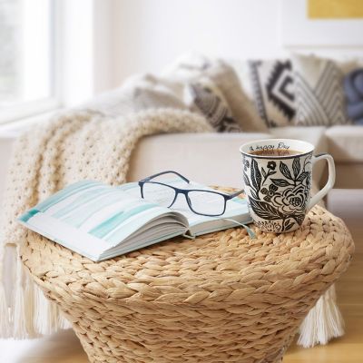 Casafield Hourglass Side Table, Water Hyacinth Wicker Round End Table, Boho Accent Table Image 2