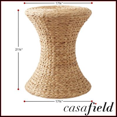 Casafield Hourglass Side Table, Water Hyacinth Wicker Round End Table, Boho Accent Table Image 3