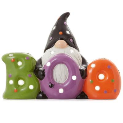 Casafield Pre-Lit Ceramic Halloween BOO Gnome Hand-Painted Tabletop Decor Image 1