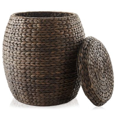 Casafield Round Hyacinth Storage Basket/Hamper/Planter for Laundry, Blankets - Espresso Image 1