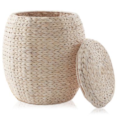 Casafield Round Hyacinth Storage Basket/Hamper/Planter for Laundry, Blankets - Whitewash Image 1