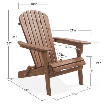 Casafield Set of 2 Folding Adirondack Chairs, Wood Outdoor Fire Pit Patio Seating, Espresso Image 3