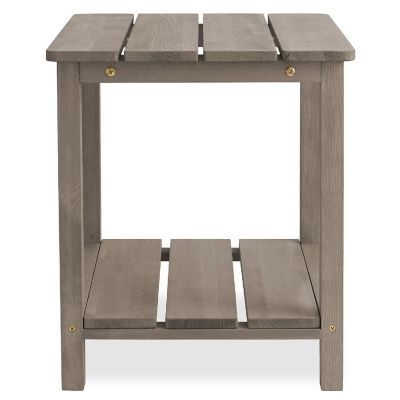 Casafield Set of 2 Wood Adirondack Side Table with Shelf for Patio and Deck, Gray Image 2