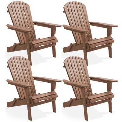 Casafield Set of 4 Folding Adirondack Chairs, Wood Outdoor Fire Pit Patio Seating, Espresso Image 1