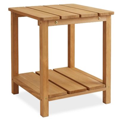 Casafield Wood Adirondack Side Table with Shelf for Patio and Deck, Natural Image 1