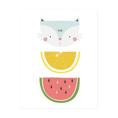 Cat Lemon Watermelon Art 8.5x11in 1-Pack Image 1