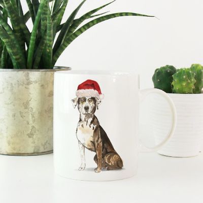 Catahoula Leopard Dog Santa Hat Mug Image 1