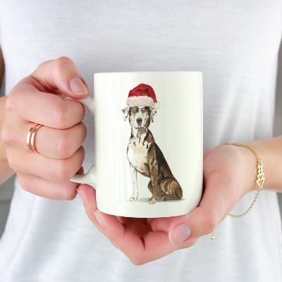 Catahoula Leopard Dog Santa Hat Mug Image 1