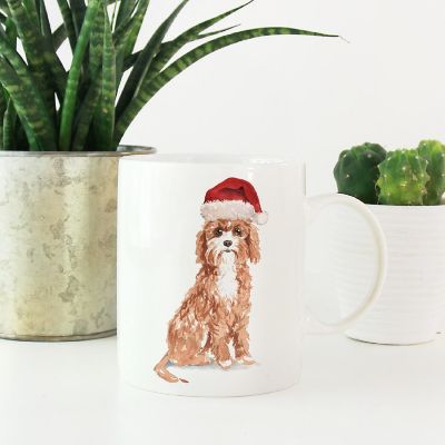 Cavapoo Santa Hat Ceramic Mug Image 1