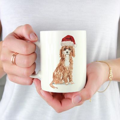 Cavapoo Santa Hat Ceramic Mug Image 1