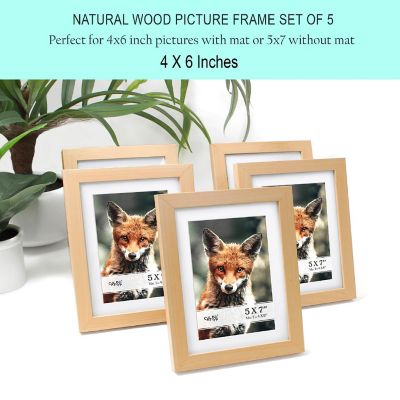 Cavepop 5x7 Nature Wood Picture Frame with 4x6 - Set of 5 Image 1