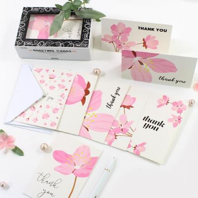 Cavepop Pink Floral Thank You Cards - Set of 36 Image 2
