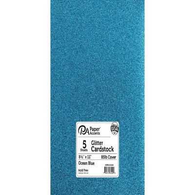 Cdstk Glitter 8.5x11 85lb Ocean Blue 5pc Image 1