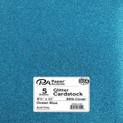 Cdstk Glitter 8.5x11 85lb Ocean Blue 5pc Image 1