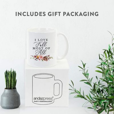 Ceramic Mug Floral Leaves I Love Fall Image 1
