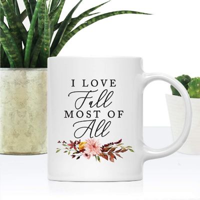 Ceramic Mug Floral Leaves I Love Fall Image 2