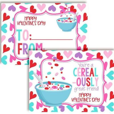 Cereal Classroom Valentine Cards 30pc. by AmandaCreation Image 1