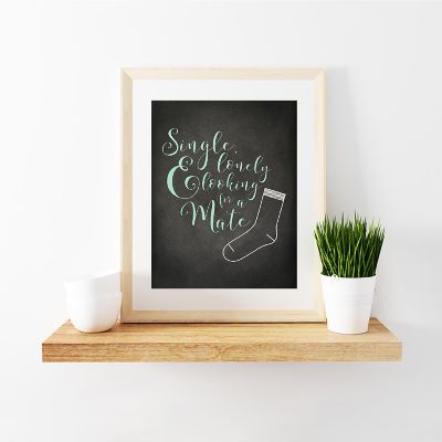 Chalkboard Lonely Sock Sign 8.5x11 Image 1