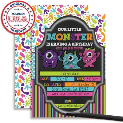 Chalkboard Monster Birthday Invitations 40pcs. by AmandaCreation Image 1