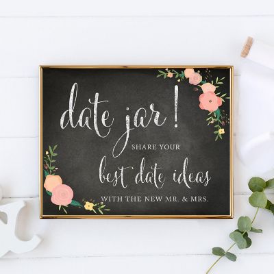 Chalkboard Pink Coral Date Jar 8.5x11 Image 1