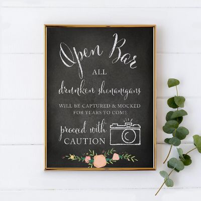 Chalkboard Pink Coral Open Bar 8.5x11 Image 1