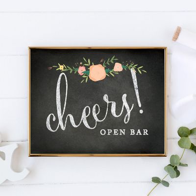 Chalkboard Pink Coral Open Bar 8.5x11 Image 1