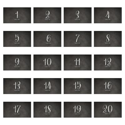 Chalkboard Table Numbers 1-20 Tent Image 1