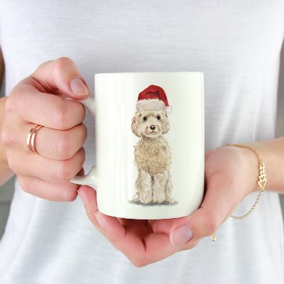 Champagne Cockapoo Santa Hat Ceramic Mug Image 1