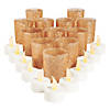 Champagne Glitter Glass Votive Candle Holders with Battery-Operated Tea Light Candles - 24 Pc. Image 1