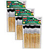 Charles Leonard Flat Tip Easel Paint Brushes, Short Stubby Handle, 0.50 Inch, Natural Handles, Black Bristles, 12 Per Pack, 3 Packs Image 1