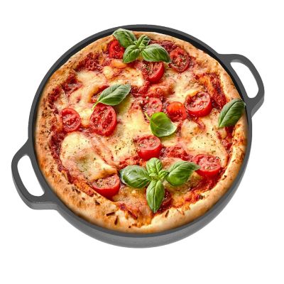 Chef Pomodoro -  12", Cast Iron Pizza Pan, Pre-Seasoned Skillet with Handles Image 2