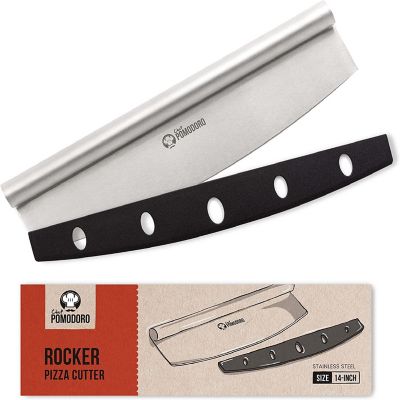 Chef Pomodoro - 14 Inch, Multipurpose Pizza Cutter Rocker Knife with Protective Cover Image 1
