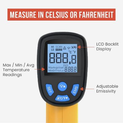 Chef Pomodoro -  Infrared Thermometer, -58&#8457;&#65374;1022&#8457; (-50&#8451;&#65374;550&#8451;) Temperature Gun, (Not for Human-Use) Image 2