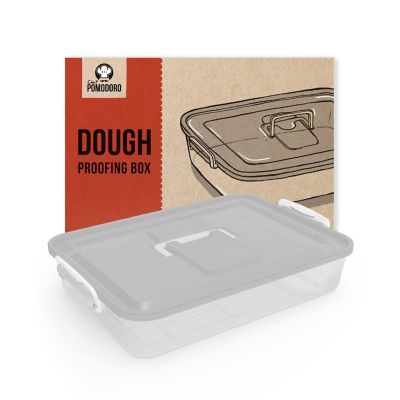 Chef Pomodoro Pizza Dough Proofing Box, 14 x 11-Inch Pizza Dough Container, Fits 4-6 Dough Balls, Household Pizza Dough Tray With Convenient Carry Handle (Grey) Image 1