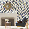 Chevron Blue Stripe Peel & Stick Wallpaper Image 1