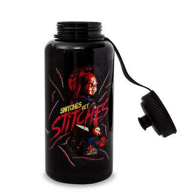 Child's Play 2 Chucky "Snitches Get Stitches" 34-Ounce Sports Water Bottle Image 1