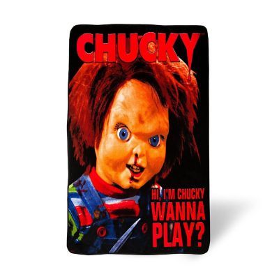 Child's Play Chucky "Wanna Play" Fleece Throw Blanket  50 x 60 Inches Image 1